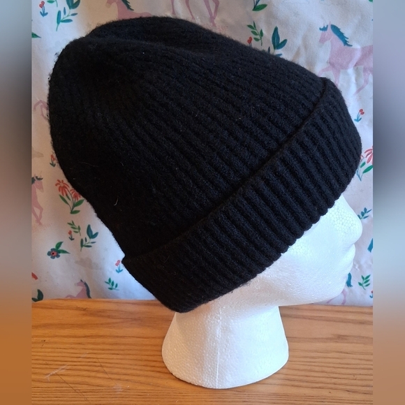 NWOT Rag & Bone Blake Black Ribbed Wool Casual Unisex Preppy Beanie Hat Cap main image 5